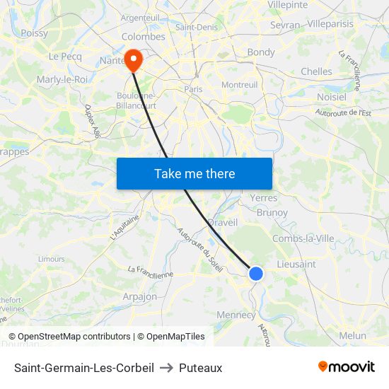 Saint-Germain-Les-Corbeil to Puteaux map