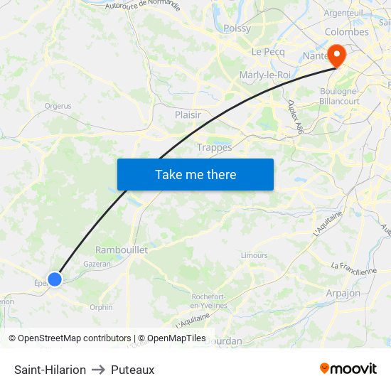Saint-Hilarion to Puteaux map