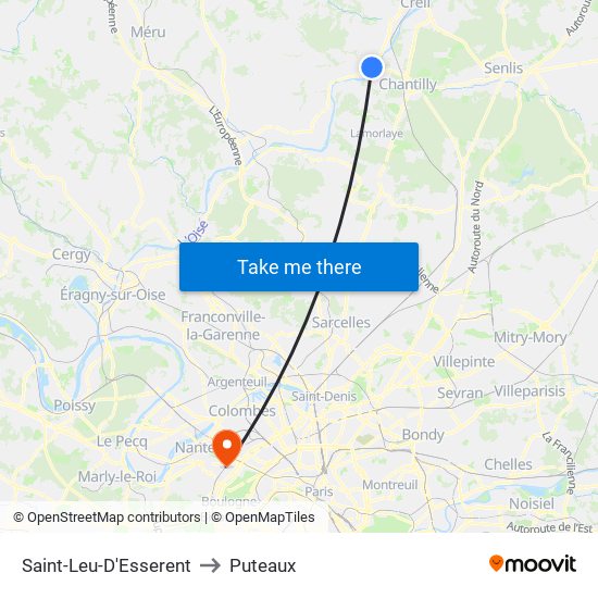 Saint-Leu-D'Esserent to Puteaux map