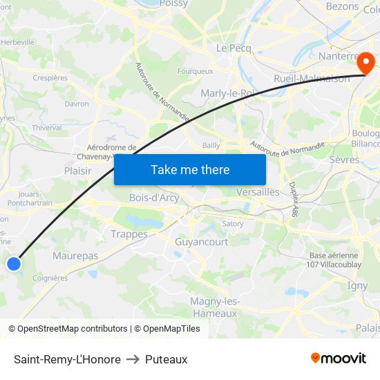 Saint-Remy-L'Honore to Puteaux map