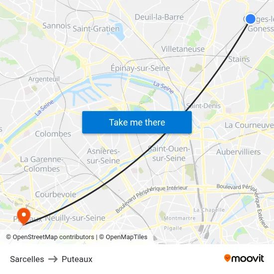 Sarcelles to Puteaux map