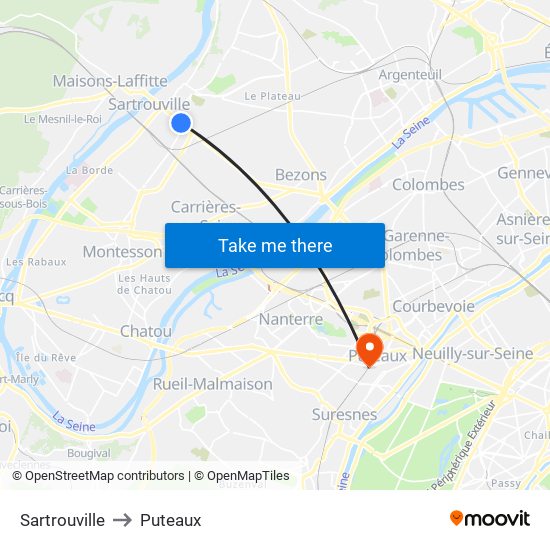 Sartrouville to Puteaux map