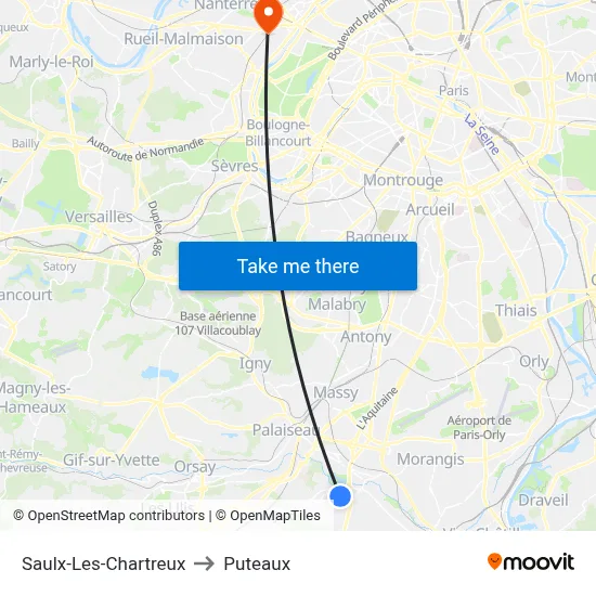 Saulx-Les-Chartreux to Puteaux map