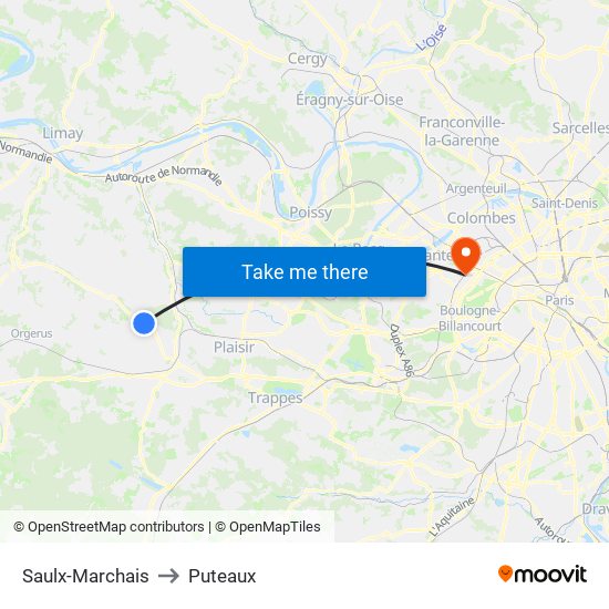 Saulx-Marchais to Puteaux map