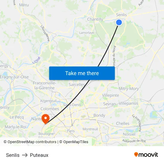 Senlis to Puteaux map
