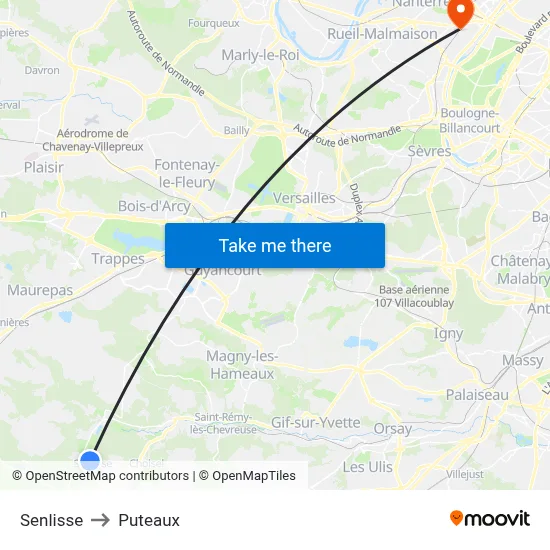 Senlisse to Puteaux map