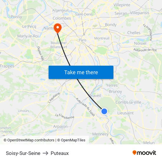 Soisy-Sur-Seine to Puteaux map