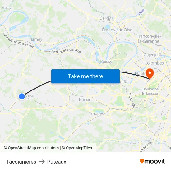 Tacoignieres to Puteaux map