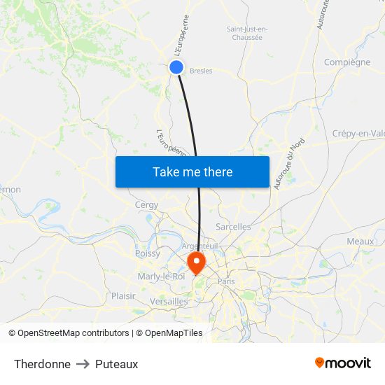 Therdonne to Puteaux map