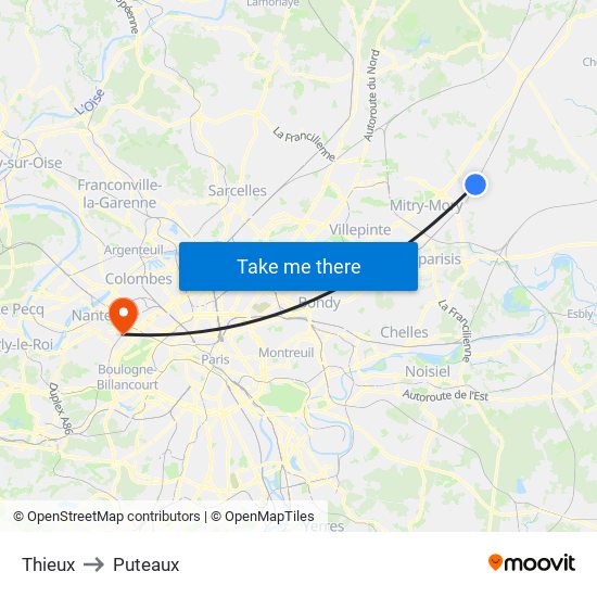 Thieux to Puteaux map