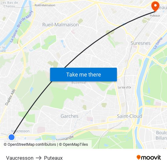 Vaucresson to Puteaux map