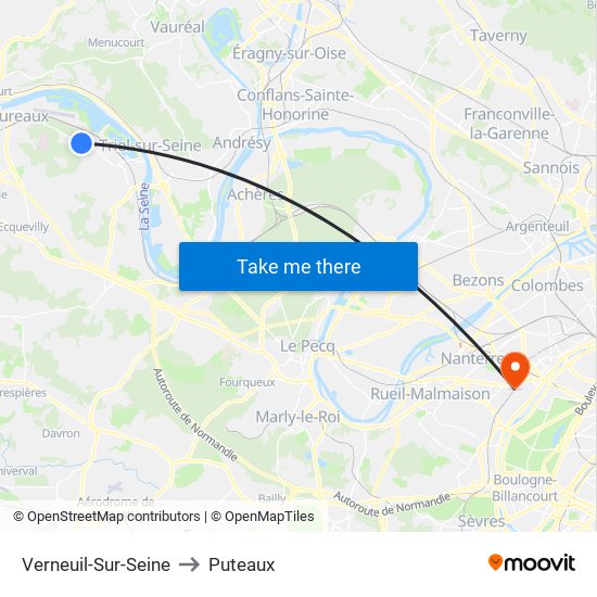 Verneuil-Sur-Seine to Puteaux map