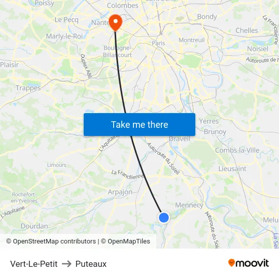 Vert-Le-Petit to Puteaux map