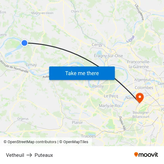 Vetheuil to Puteaux map