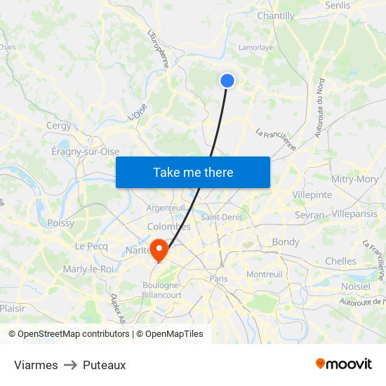 Viarmes to Puteaux map