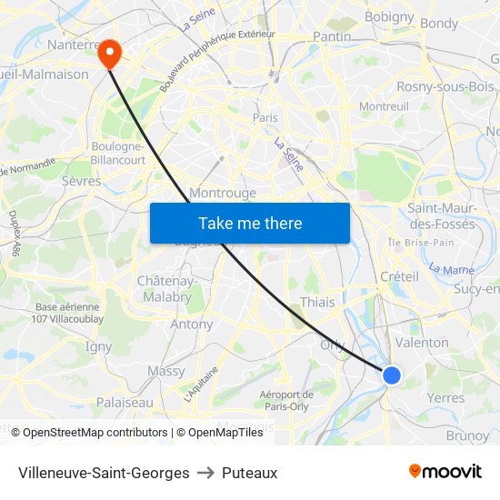 Villeneuve-Saint-Georges to Puteaux map