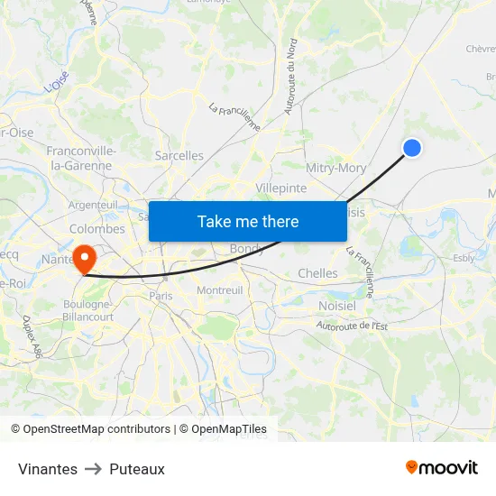 Vinantes to Puteaux map