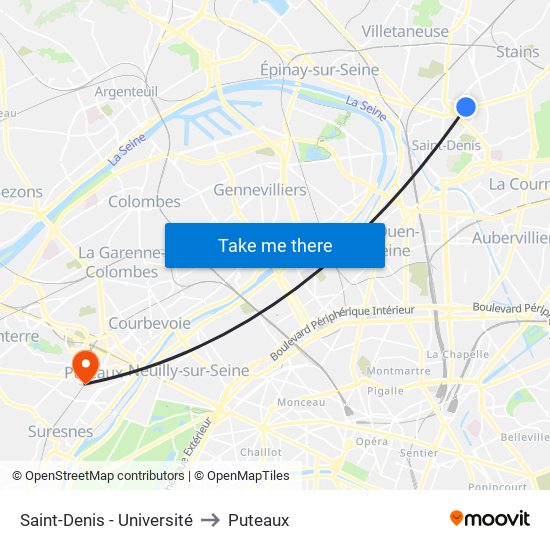 Saint-Denis - Université to Puteaux map