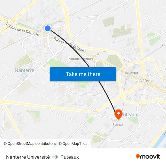 Nanterre Université to Puteaux map