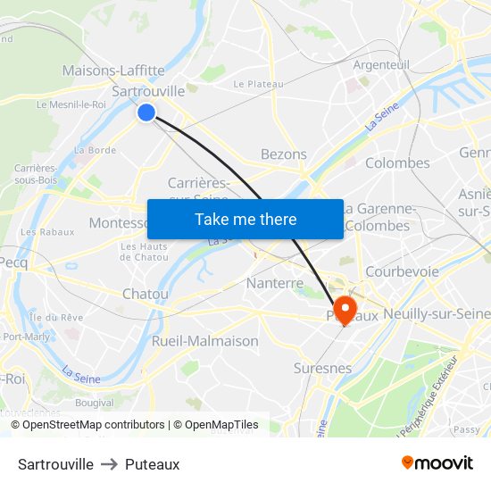 Sartrouville to Puteaux map