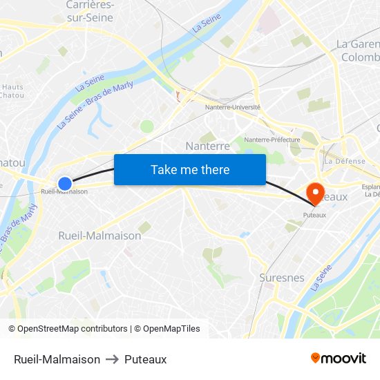 Rueil-Malmaison to Puteaux map