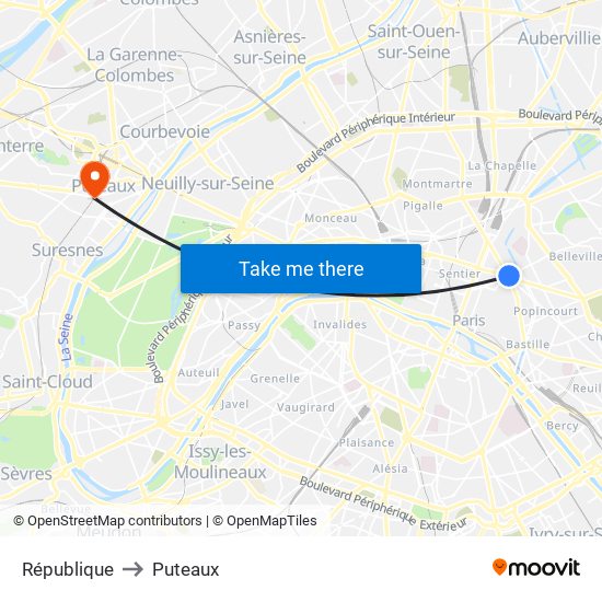 République to Puteaux map