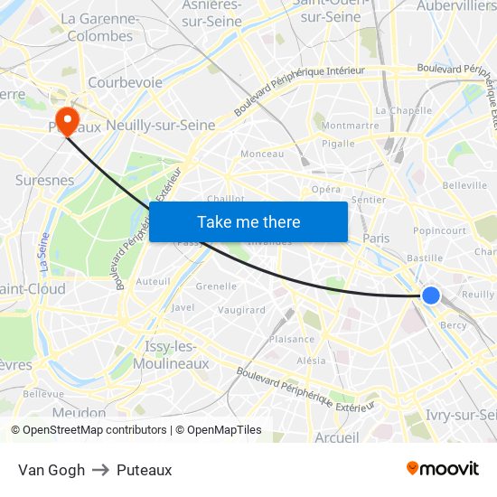 Van Gogh to Puteaux map
