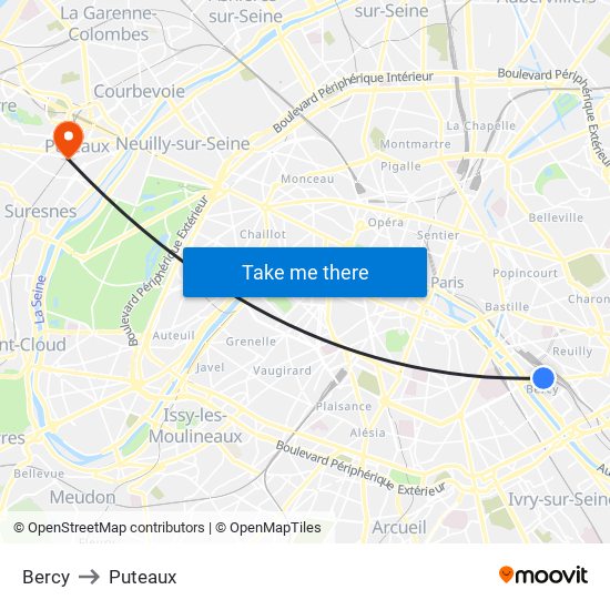 Bercy to Puteaux map