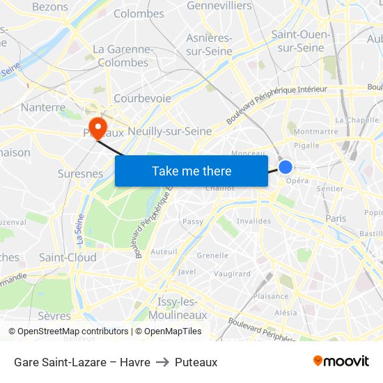 Gare Saint-Lazare – Havre to Puteaux map