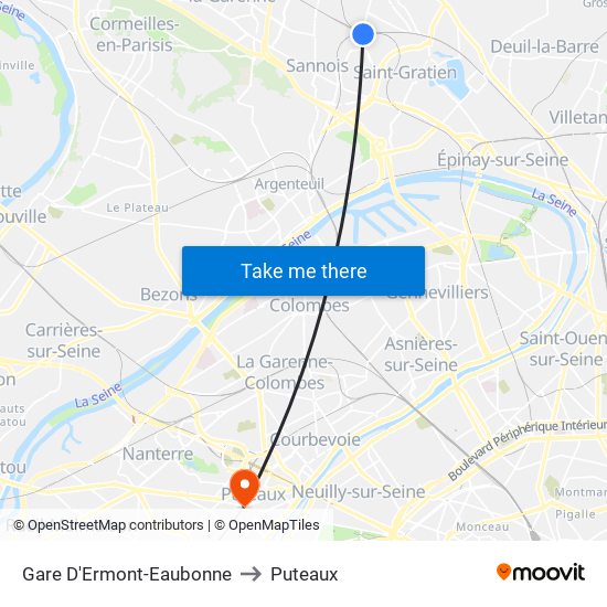 Gare D'Ermont-Eaubonne to Puteaux map