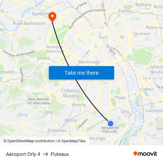 Aéroport Orly 4 to Puteaux map