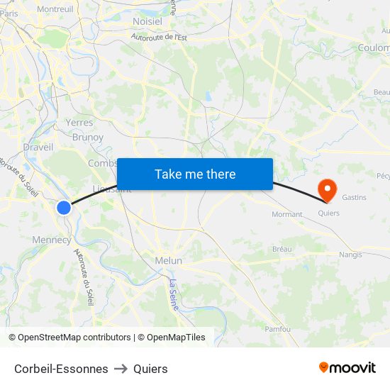 Corbeil-Essonnes to Quiers map