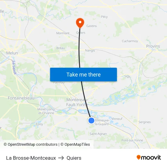 La Brosse-Montceaux to Quiers map