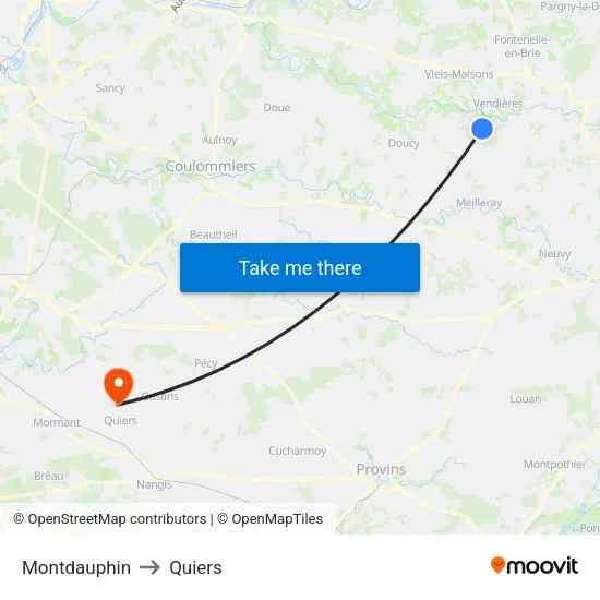 Montdauphin to Quiers map