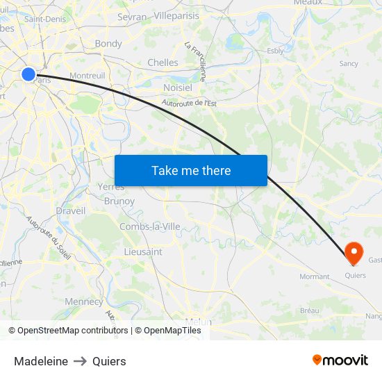 Madeleine to Quiers map