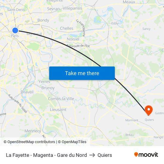 La Fayette - Magenta - Gare du Nord to Quiers map