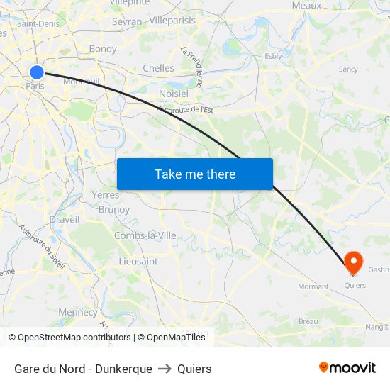 Gare du Nord - Dunkerque to Quiers map
