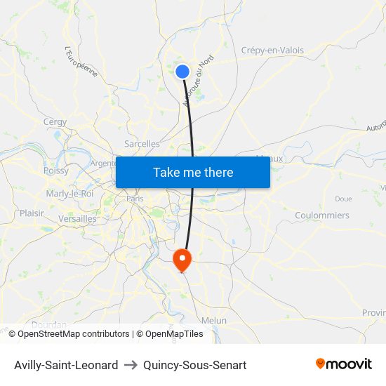 Avilly-Saint-Leonard to Quincy-Sous-Senart map