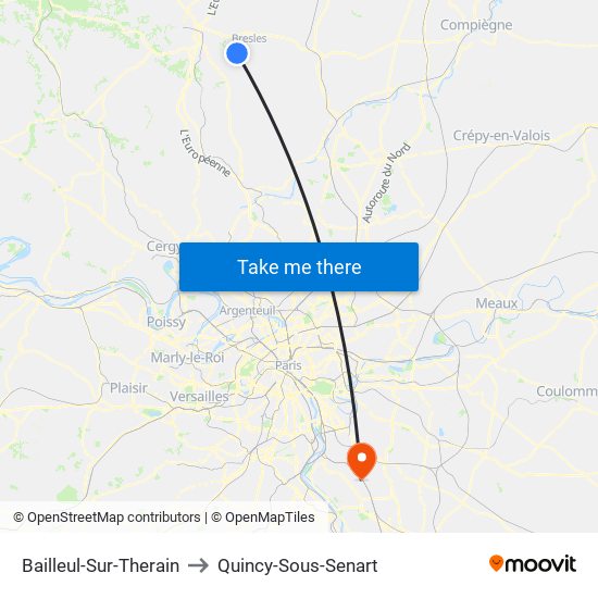 Bailleul-Sur-Therain to Quincy-Sous-Senart map