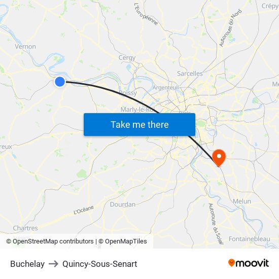 Buchelay to Quincy-Sous-Senart map