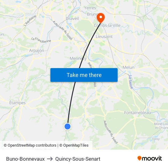 Buno-Bonnevaux to Quincy-Sous-Senart map