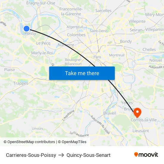 Carrieres-Sous-Poissy to Quincy-Sous-Senart map