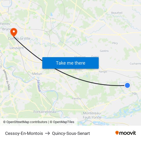 Cessoy-En-Montois to Quincy-Sous-Senart map