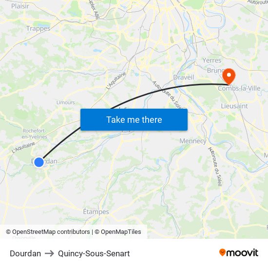Dourdan to Quincy-Sous-Senart map