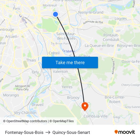 Fontenay-Sous-Bois to Quincy-Sous-Senart map