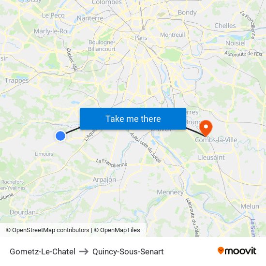 Gometz-Le-Chatel to Quincy-Sous-Senart map