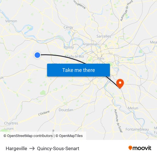 Hargeville to Quincy-Sous-Senart map
