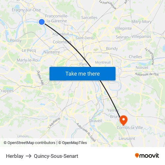 Herblay to Quincy-Sous-Senart map