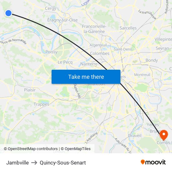 Jambville to Quincy-Sous-Senart map