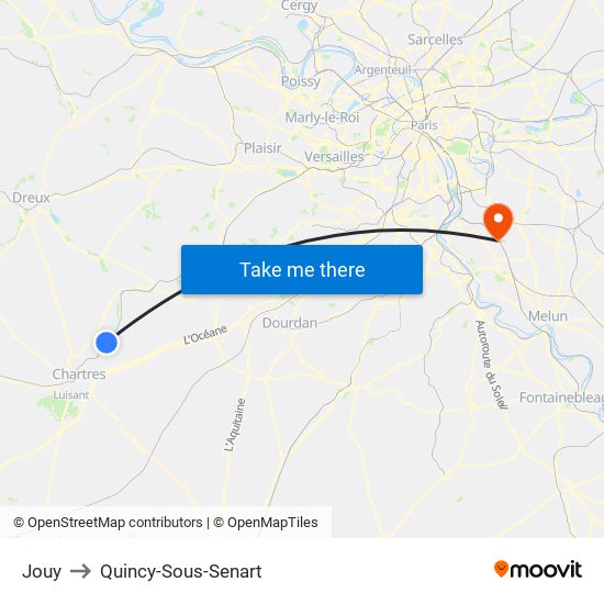 Jouy to Quincy-Sous-Senart map